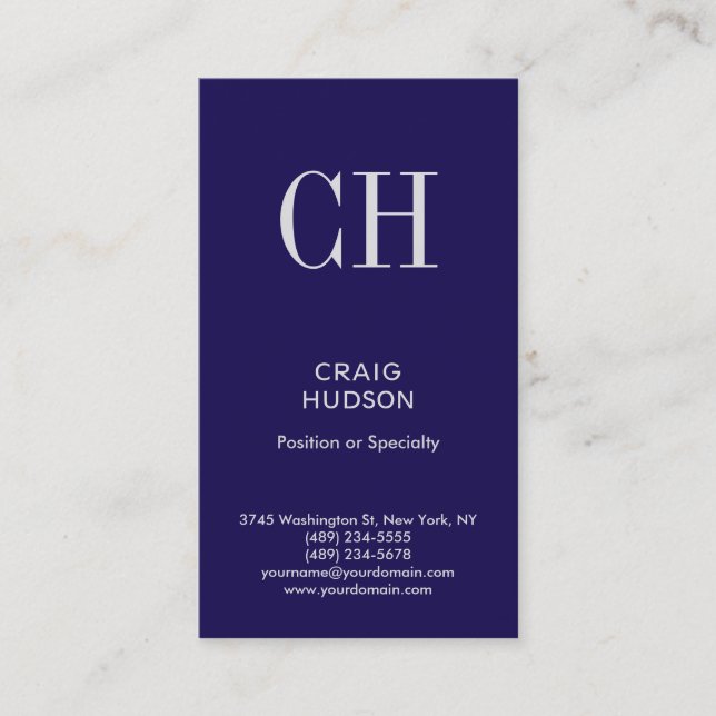 TrendBlue Monogram Berufliche Visitenkarte (Vorderseite)