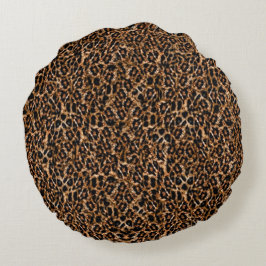 Trendbraune Exotic Fur Muster Leopard Print Rundes Kissen