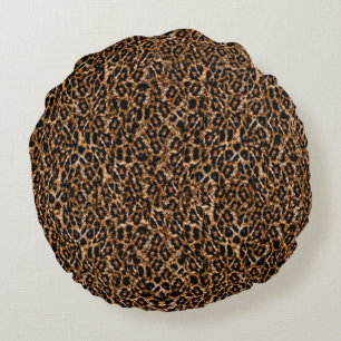 Trendbraune Exotik-Muster Leoparden Rundes Kissen