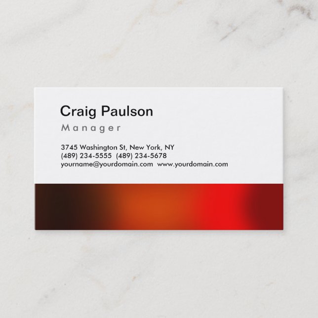 Trendbraune Red Orange Manager Business Card Visitenkarte (Vorderseite)