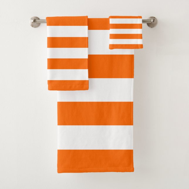 Trendbright Summer Hot Orange Stripes Badhandtuch Set (Insitu)