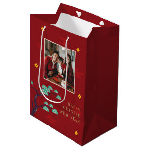 Trendchinesische New Year Foto Geschenktasche Mittlere Geschenktüte