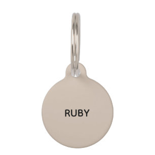 Trendfarbe Soft Taupe Help Pet ID-Anhänger Haustiermarke