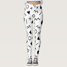 Trendfarbene 80er Muster Schwarz-Weiß-Leggings