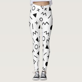 Trendfarbene 80er Muster Schwarz-Weiß-Leggings Leggings