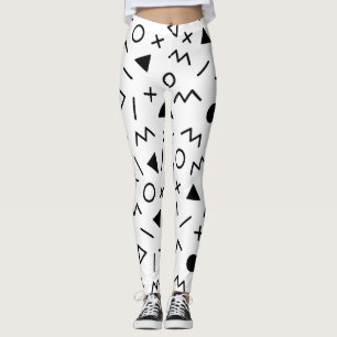 Trendfarbene 80er Muster Schwarz-Weiß-Leggings Leggings