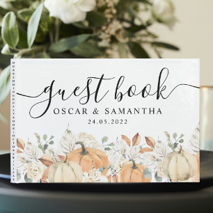 Trendfarbene Blume & Pumpkins Herbst Gästebuch