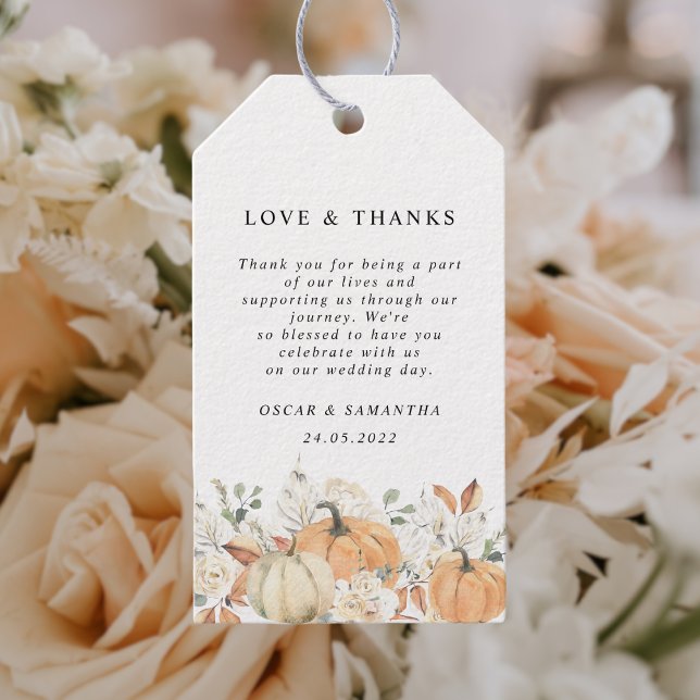 Trendfarbene Blume & Pumpkins Herbst Geschenkanhänger (Von Creator hochgeladen)