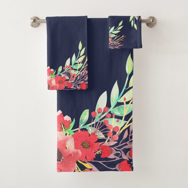 Trendfarbene Blume und Folien Badhandtuch Set (Insitu)