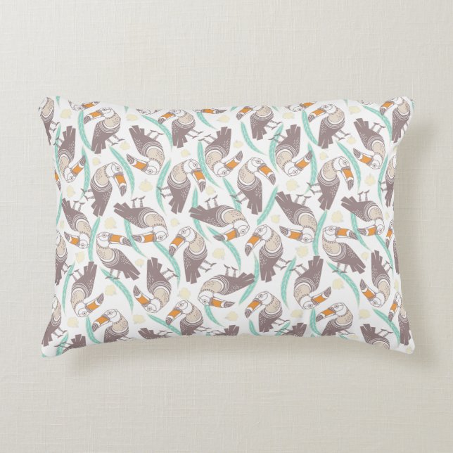 Trendfarbene exotische Toucans Dekokissen (Vorderseite)