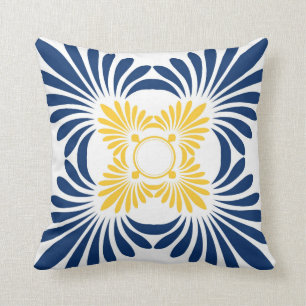 Trendfarbene, florale Kissen: blau gelb Kissen