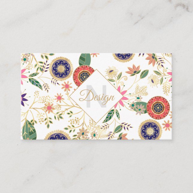 Trendfarbene Folklore Originelles Goldenes Design Visitenkarte (Vorderseite)
