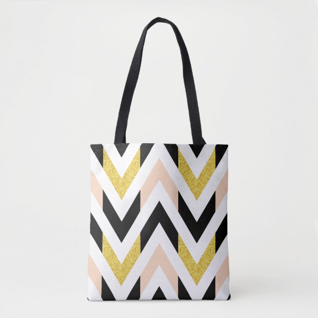 Trendfarbene Imitate Glitzer Gold, Schwarz, Weiß Z Tasche (Vorderseite)