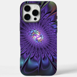 Trendfarbene Moderne Abstrakte Fraktal Blume iPhone 16 Pro Max Hülle