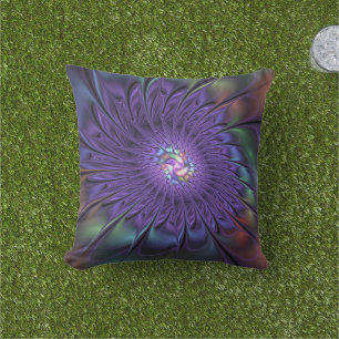 Trendfarbene Moderne Abstrakte Fraktal Blume Kissen