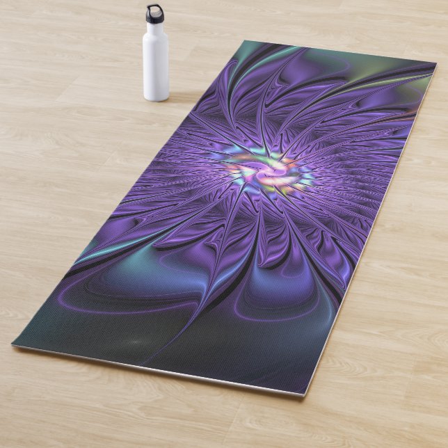 Trendfarbene Moderne Abstrakte Fraktal Blume Yogamatte (Beispiel)