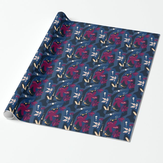 Trendfarbene Muster-Accessoires, abstrakt-blau-pin Geschenkpapier (Ungerollt)