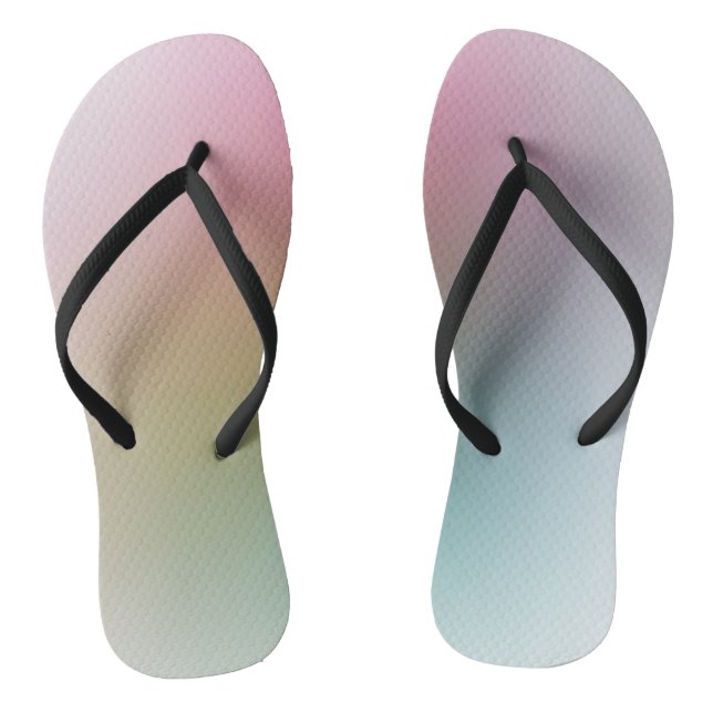 Trendfarbene Regenbogenfarben Rosa Rosa Orange Gel Flip Flops (Fußbett)