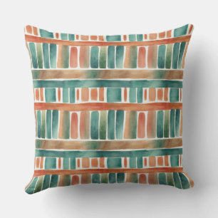 Trendfarbene Regenbogenstreifen Wasserfarbengeflec Kissen