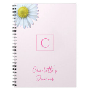 Trendfarbene Rosa Monogramm Rosa Blütenpinsel Notizblock