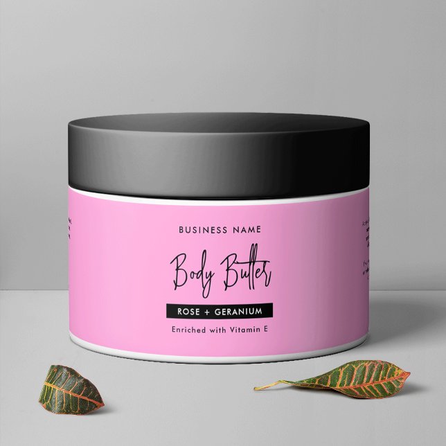 Trendfarbene, rosafarbene Körperlotion Kosmetische (Trendy Girly Pink Skincare Cosmetic Jar Waterproof Product Label)