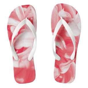 Trendfarbene Sommerrot-weiße Blume Flip Flops