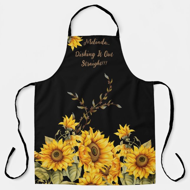 Trendfarbene Sonnenblumen und Zitate Frauen Schürz Schürze (Vorderseite)