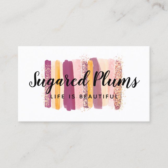 Trendfarbene Wasserfarbenanstriche Pum Lila & Gold Visitenkarte (Vorderseite)