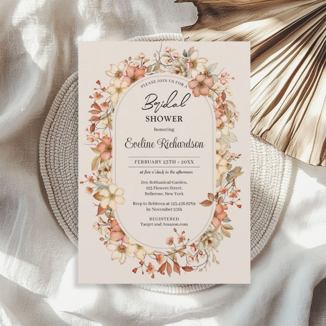 Trendfarbene Wildblumen boho arch Einladung (Trendy watercolor wildflowers boho arch invitation)