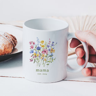 Trendfarbene Wildblumen Mama Kaffeetasse