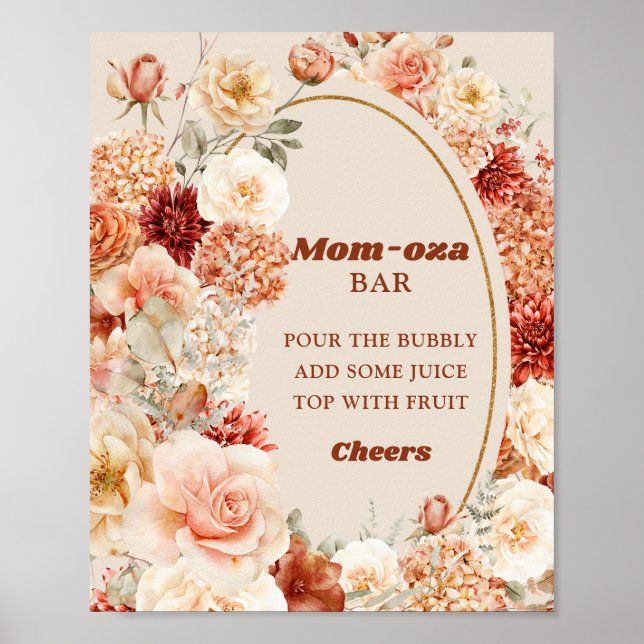 Trendfarbener Kupfer und bordeauxroter Boho Mama-o Poster (Vorne)