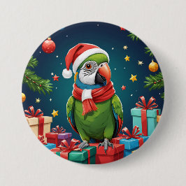 Trendfarbener Niedlicher Weihnachtspapagei Button