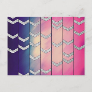 Trendfarbener Wasserfarben Arrow Zig Zag Glitzer Postkarte