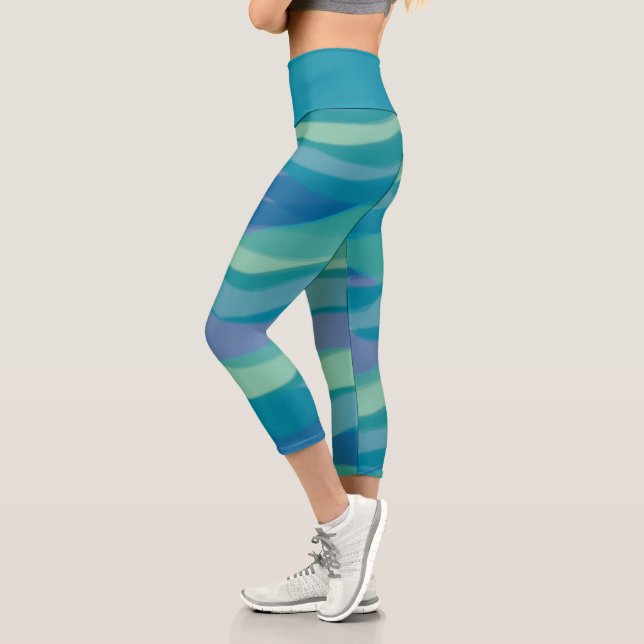 Trendfarbenes Abstraktes Muster Capri Leggings (Links)