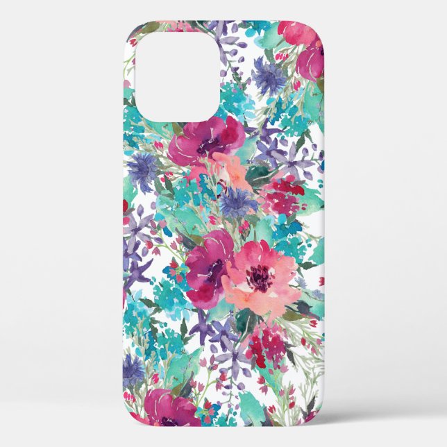 Trendfarbenes, florales Muster Case-Mate iPhone Hülle (Rückseite)