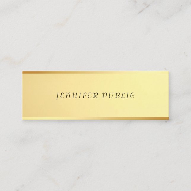 Trendfarbenes Minimalistisches Design Glamour Gold Mini Visitenkarte (Vorderseite)