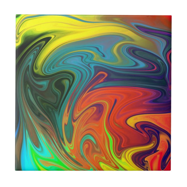 Trendfarbenes Neonorangefarbenes, blau-gelbes Grün Fliese (Vorderseite)