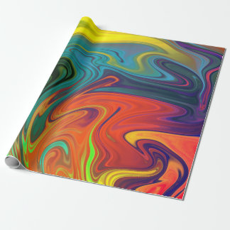 Trendfarbenes Neonorangefarbenes, blau-gelbes Grün Geschenkpapier