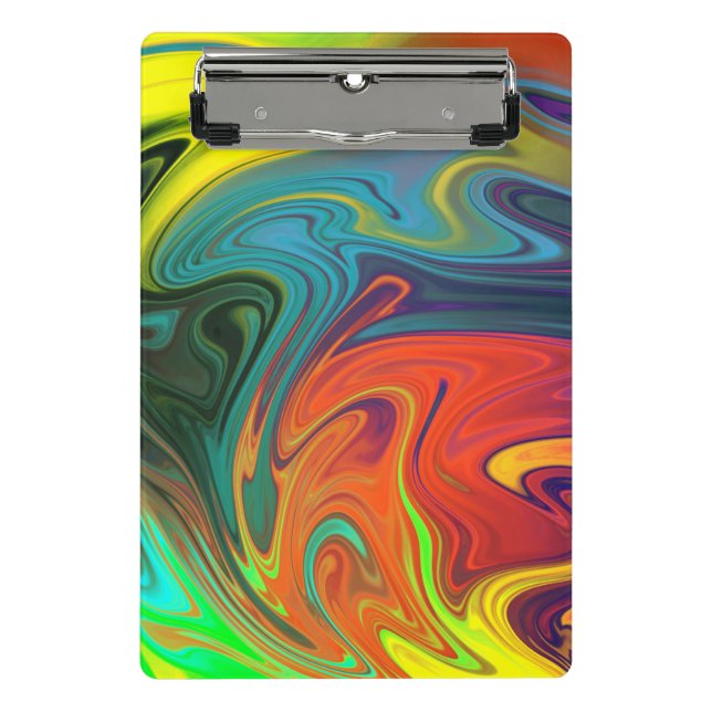 Trendfarbenes Neonorangefarbenes, blau-gelbes Grün Mini Klemmbrett (Vorderseite)