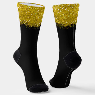 Trendfarbenes Party aus Schwarz und Gold Glitzer Socken