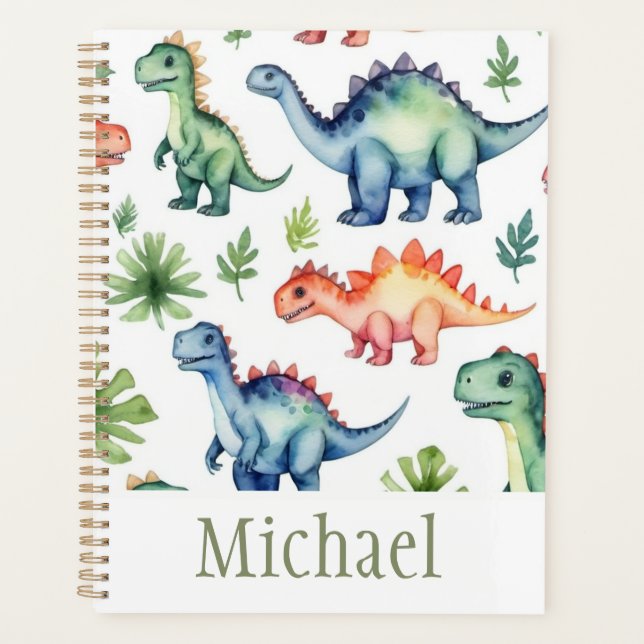 Trendfarbenes Personalisiertes Dinosaurier-Muster Planer (Vorderseite)