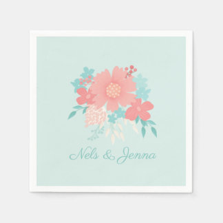 Trendfarbenes und schönes Blumendesign Serviette