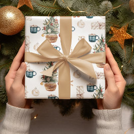 Trendfarbenes Weihnachtsmuster | Wasserfarbe Geschenkpapier