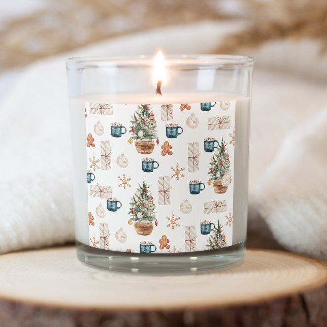 Trendfarbenes Weihnachtsmuster | Wasserfarbe Quadratischer Aufkleber (Von Creator hochgeladen)