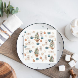 Trendfarbenes Weihnachtsmuster | Wasserfarbe Serviette