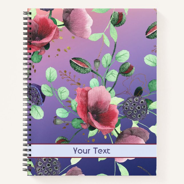Trendfarbiges BlumenNotebook Notizbuch (Vorderseite)