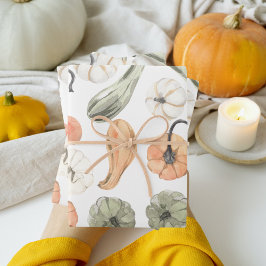 Trendfarbiges Kürbismuster | Herbstwoben Geschenkpapier Set