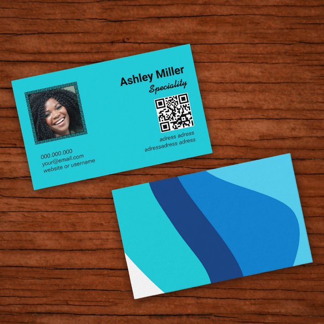Trendfarbiges QR-Foto Visitenkarte (Modern qr code custom photo)