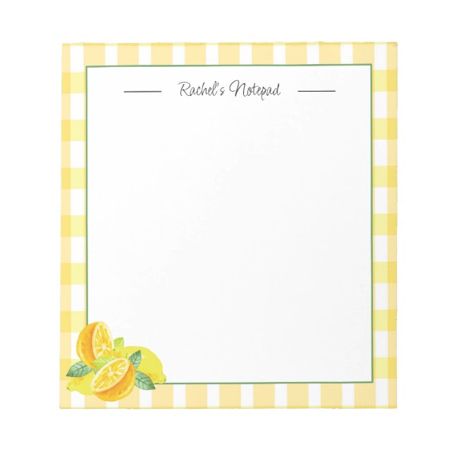 Trendgelbe Personalisierte Lemon Notepad Notizblock (Vorderseite)