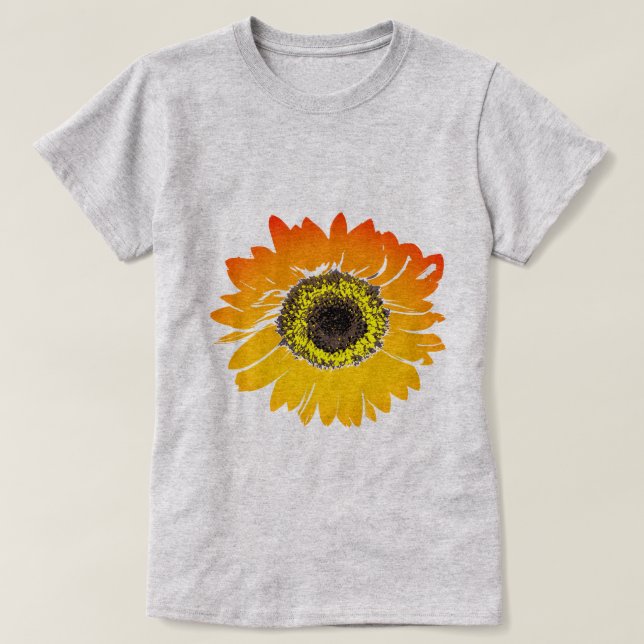Trendgelbe Sonnenblumenillustrierung T-Shirt (Design vorne)
